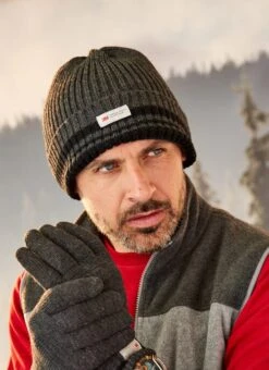 Grey Thinsulate Stripe Beanie Hat