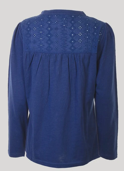 Navy Lace Trim Top 2 Navy Lace Trim Top - Image 2