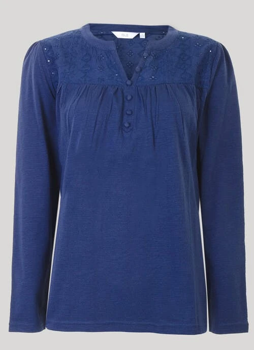 Navy Lace Trim Top 1 Navy Lace Trim Top