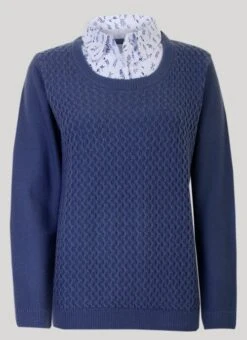 Blue Mock Neck Jumper