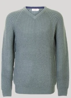 V Neck Fishermans Rib Jumper