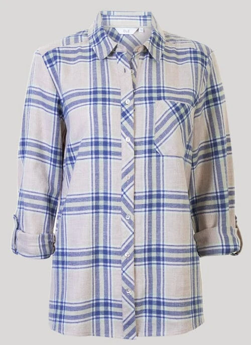 Beige Cotton Check Blouse 1 Beige Cotton Check Blouse