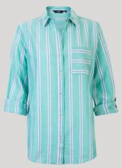 Green Striped Cotton Blouse 4 Green Striped Cotton Blouse -Outlet The Wardrobe Edit Store 38989pvs 6ea9c07011a0269