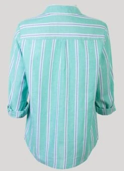 Green Striped Cotton Blouse 5 Green Striped Cotton Blouse -Outlet The Wardrobe Edit Store 38996pvs 5eaa53f3723ef99