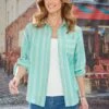 Green Striped Cotton Blouse