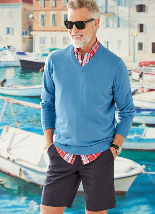 Navy V Neck Fine Knit Jumper 1 Navy V Neck Fine Knit Jumper