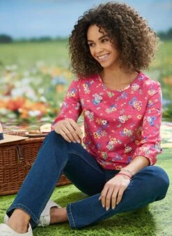 Pink Floral Printed Top