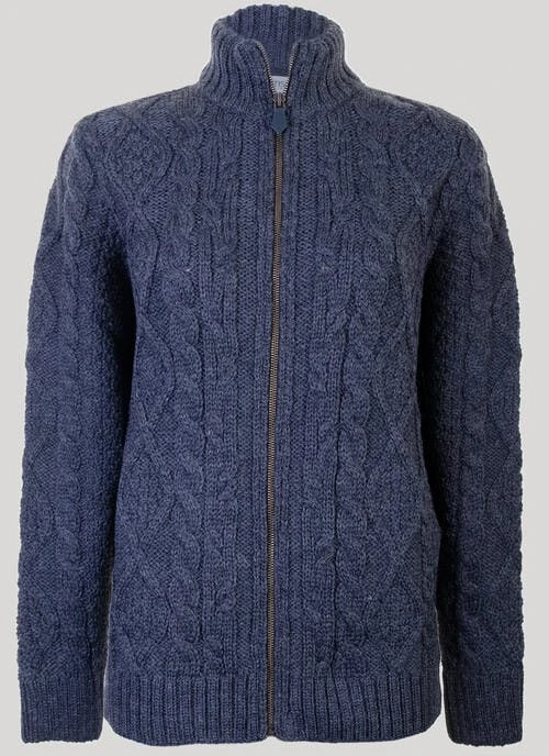 Grey Wool Cable Zip Cardigan 1 Grey Wool Cable Zip Cardigan