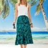 Navy Abstract Printed Skirt