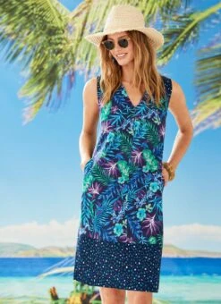 Floral Contrast Print Shift Dress