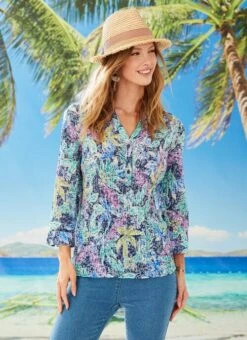 Blue Floral Printed Blouse