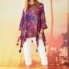 Purple Palm Print Kaftan Top