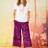 Purple Wide Leg Printed Trouser