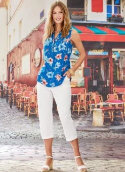 White Bengaline Cropped Trousers