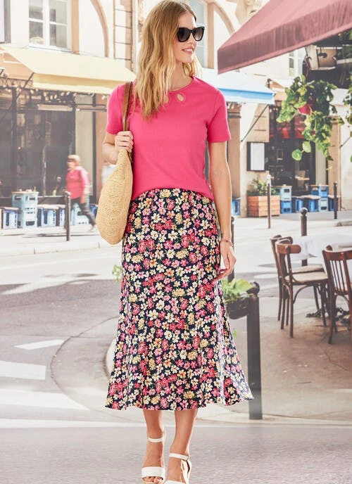 Navy Floral Printed Skirt 1 Navy Floral Printed Skirt