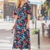 Navy Floral Printed Dress