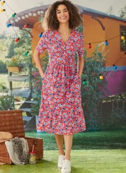 Red Floral Printed Dress