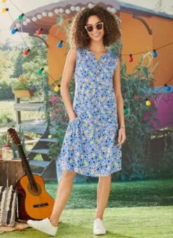 Blue Floral Printed Dress