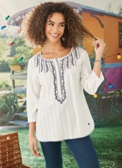 Ivory Embroidered Top