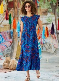 Navy Aztec Printed Dress