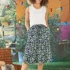 Navy Floral Skirt