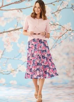 Pink Floral Skirt 27"