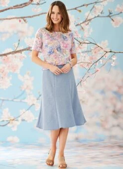 Blue Lined Skirt 27"