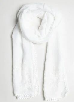 Ivory Embroidered Scraf