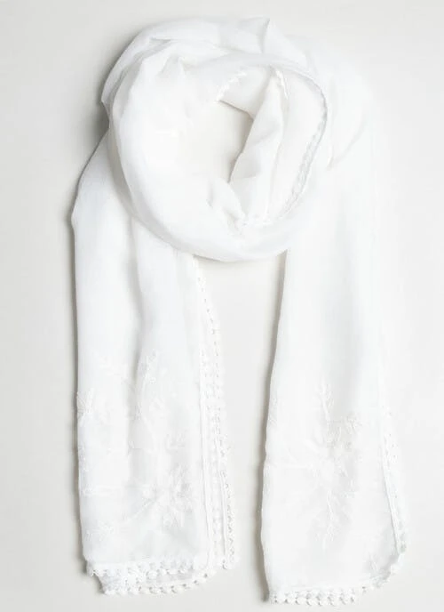 Ivory Embroidered Scraf 1 Ivory Embroidered Scraf