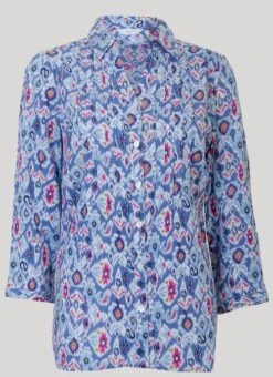 Blue Aztec Crinkle Blouse