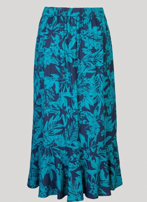 Navy Abstract Printed Skirt 2 Navy Abstract Printed Skirt - Image 2