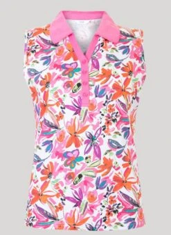 Sleeveless Print Polo