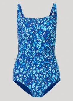 Turquoise Printed Shape Enhancing Swimsuit