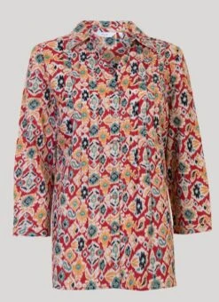 Orange Aztec Crinkle Blouse