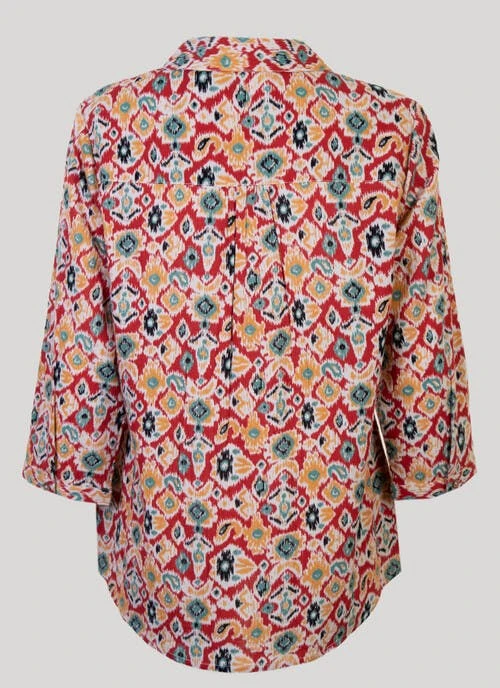 Orange Aztec Crinkle Blouse 2 Orange Aztec Crinkle Blouse - Image 2