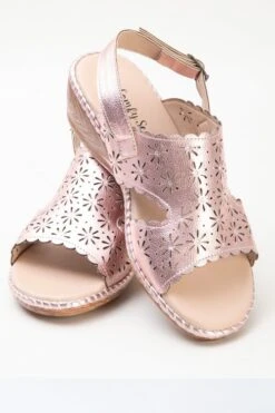 Pink Sparkle Cut Out Wedge Sandal