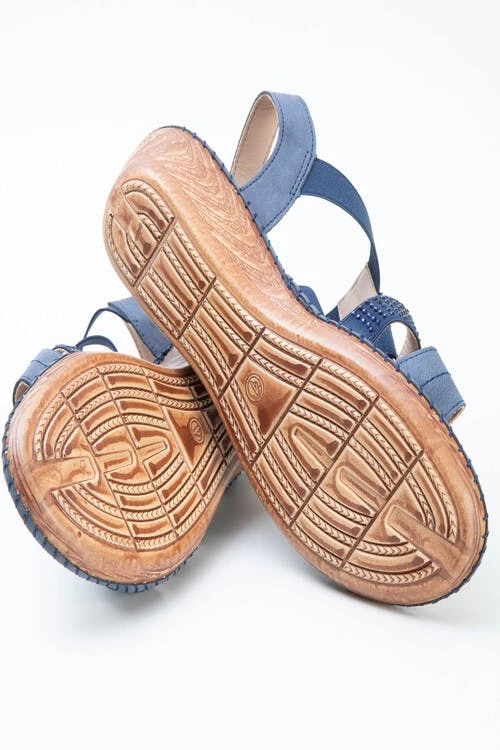 Navy Jewelled Wedge Sandal 2 Navy Jewelled Wedge Sandal - Image 2