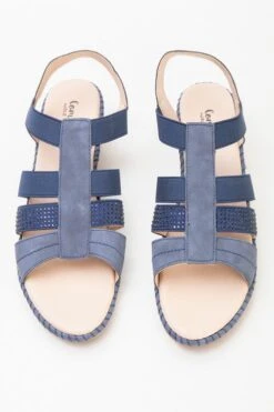 Navy Jewelled Wedge Sandal 6 Navy Jewelled Wedge Sandal -Outlet The Wardrobe Edit Store 41145pvs d6844256f08a3ef