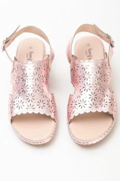 Pink Sparkle Cut Out Wedge Sandal -Outlet The Wardrobe Edit Store 41166pvs 516e9e12e31a2e7
