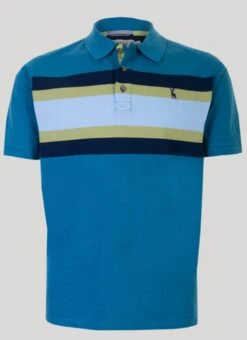 Teal Chest Stripe Polo Shirt