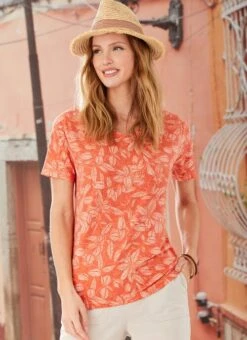 Print V Neck T Shirt