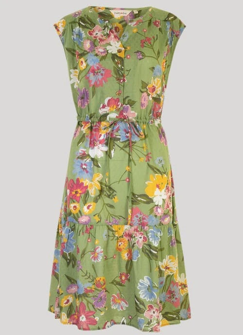 Green Floral Tie Midi Dress 2 Green Floral Tie Midi Dress - Image 2