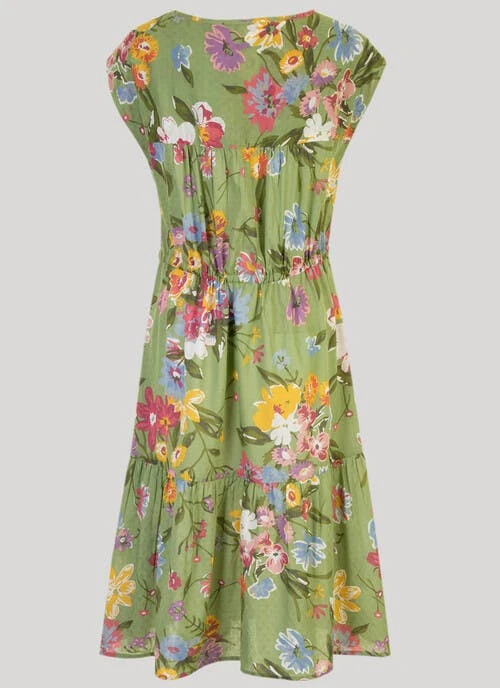 Green Floral Tie Midi Dress 3 Green Floral Tie Midi Dress - Image 3
