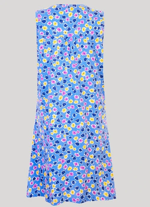 Blue Floral Printed Dress 3 Blue Floral Printed Dress - Image 3