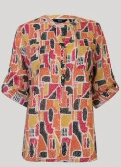 Earth Geo Print Crinkle Blouse -Outlet The Wardrobe Edit Store 41829pvs 9e340befc9a679d