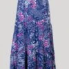 Navy Printed Tiered Maxi Skirt