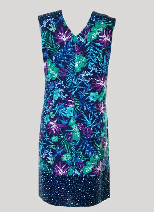 Floral Contrast Print Shift Dress 3 Floral Contrast Print Shift Dress - Image 3