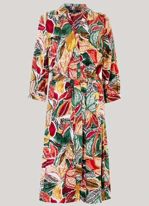 Leaf Print Shirt Dress 2 Leaf Print Shirt Dress - Image 2