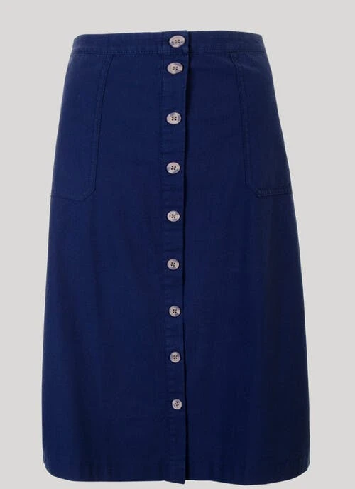 Long Navy Chambray Skirt 1 Long Navy Chambray Skirt