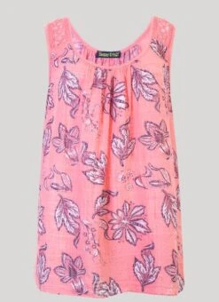 Coral Floral Print Top